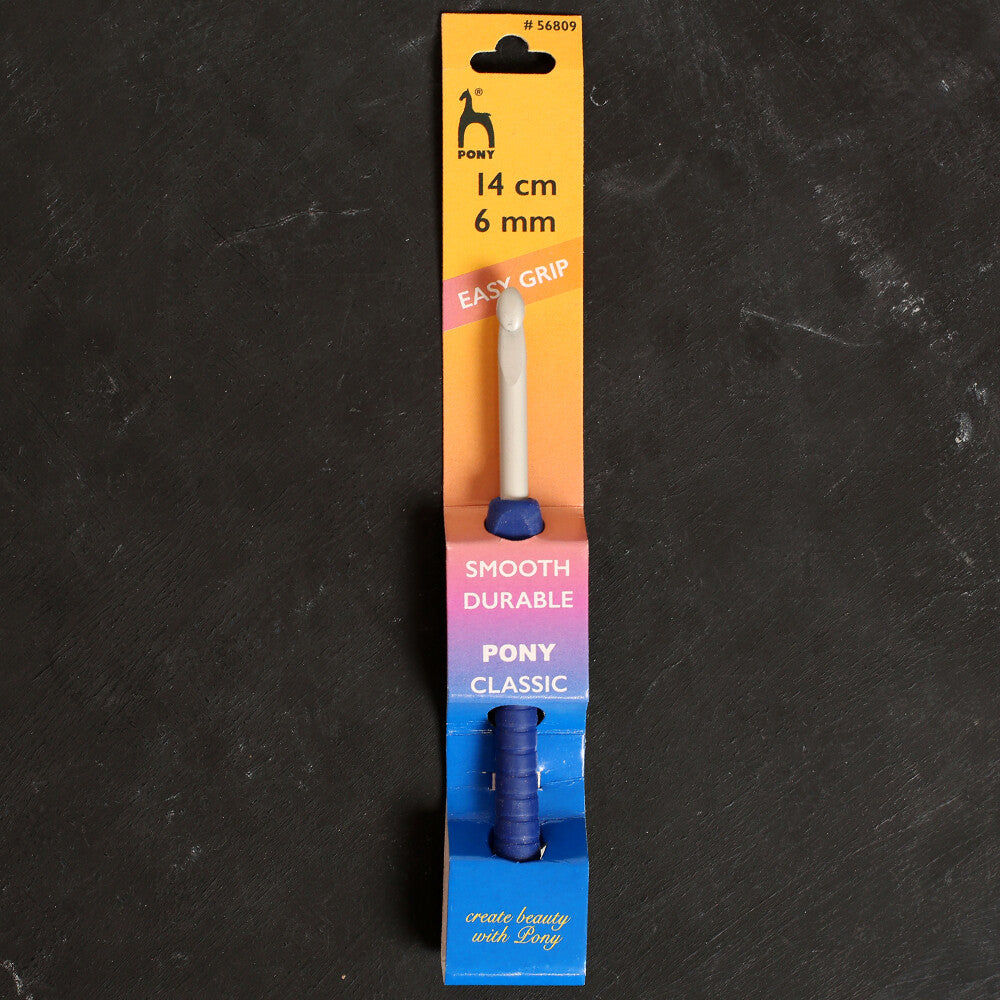 Pony Easy Grip 6 mm 14 cm Mavi Yumuşak Saplı Yün Tığ - 56809